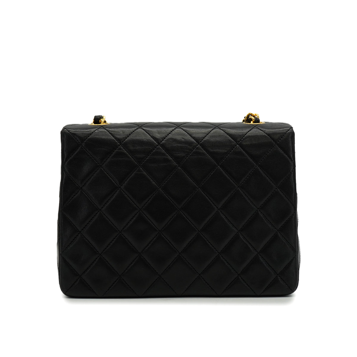 LUXURY PROMISE VINTAGE CHANEL MINI MATERASSE CHAIN SHOULDER BAG BLACK LAMB SKIN GOLD HARDWARE 90340146