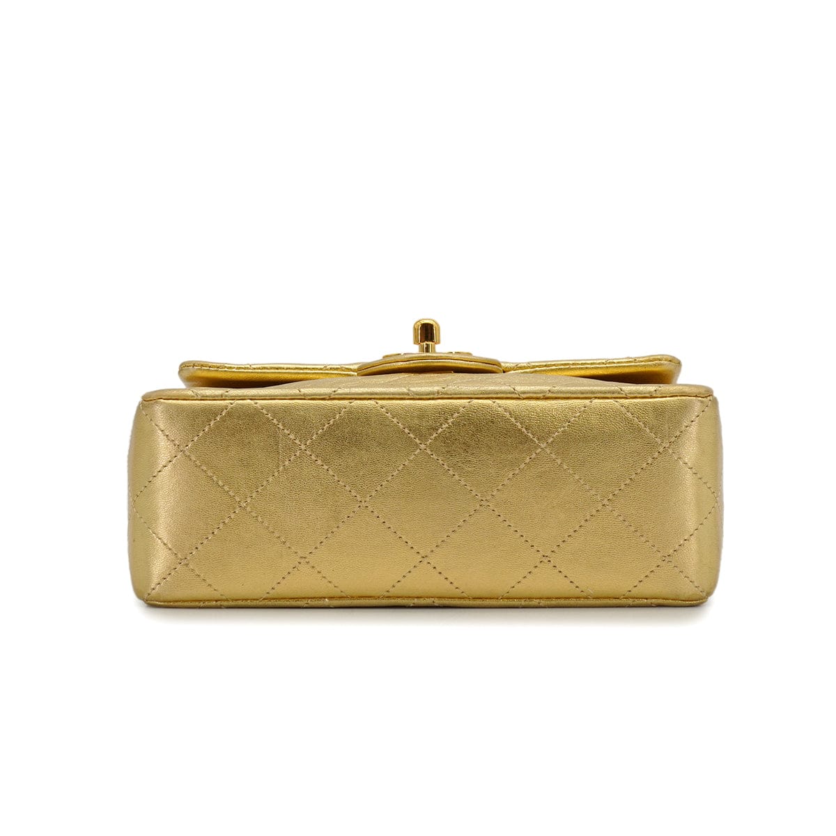 LUXURY PROMISE *VINTAGE CHANEL MINI SQUARE 17 BIJOU CHAIN SHOULDER BAG GOLD LAMB SKIN GOLD HARDWARE 90339657