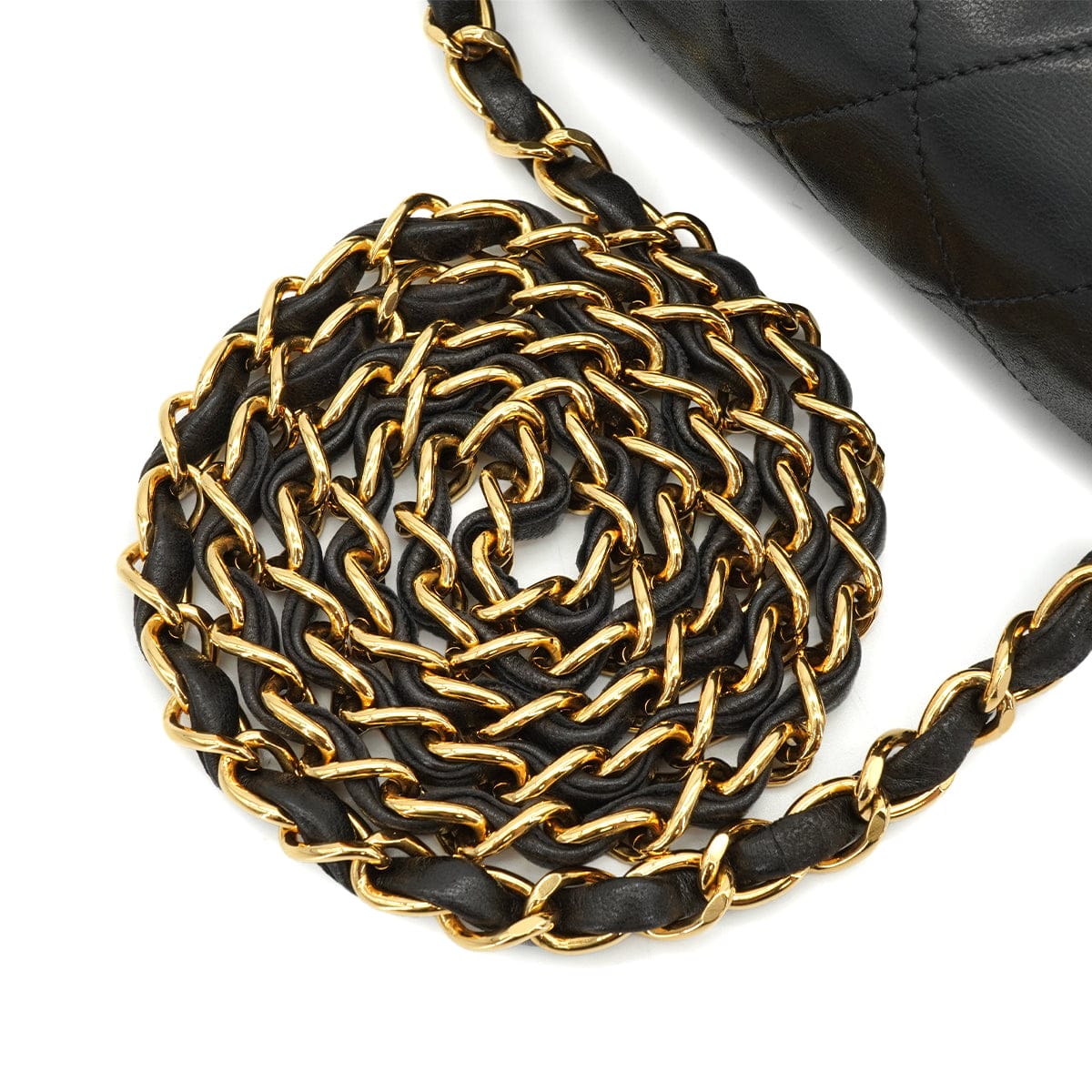 LUXURY PROMISE VINTAGE CHANEL MINI SQUARE 17 CHAIN SHOULDER BAG BLACK LAMB SKIN GOLD HARDWARE 90340165