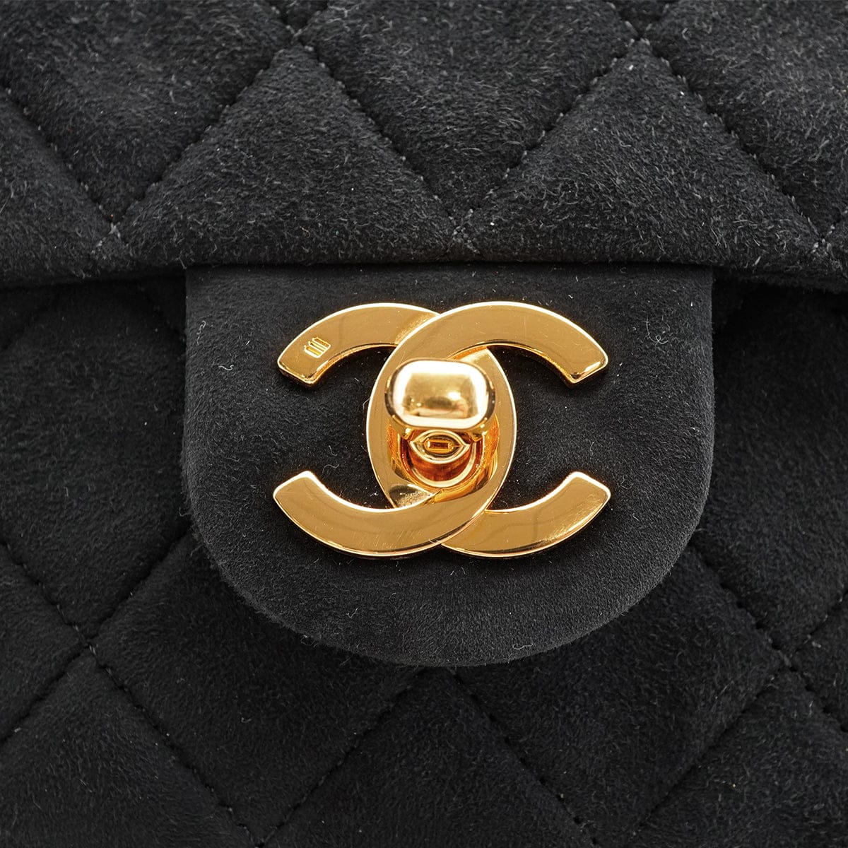 LUXURY PROMISE VINTAGE CHANEL MINI SQUARE 17 CHAIN SHOULDER BAG BLACK SUEDE GOLD HARDWARE 90326733