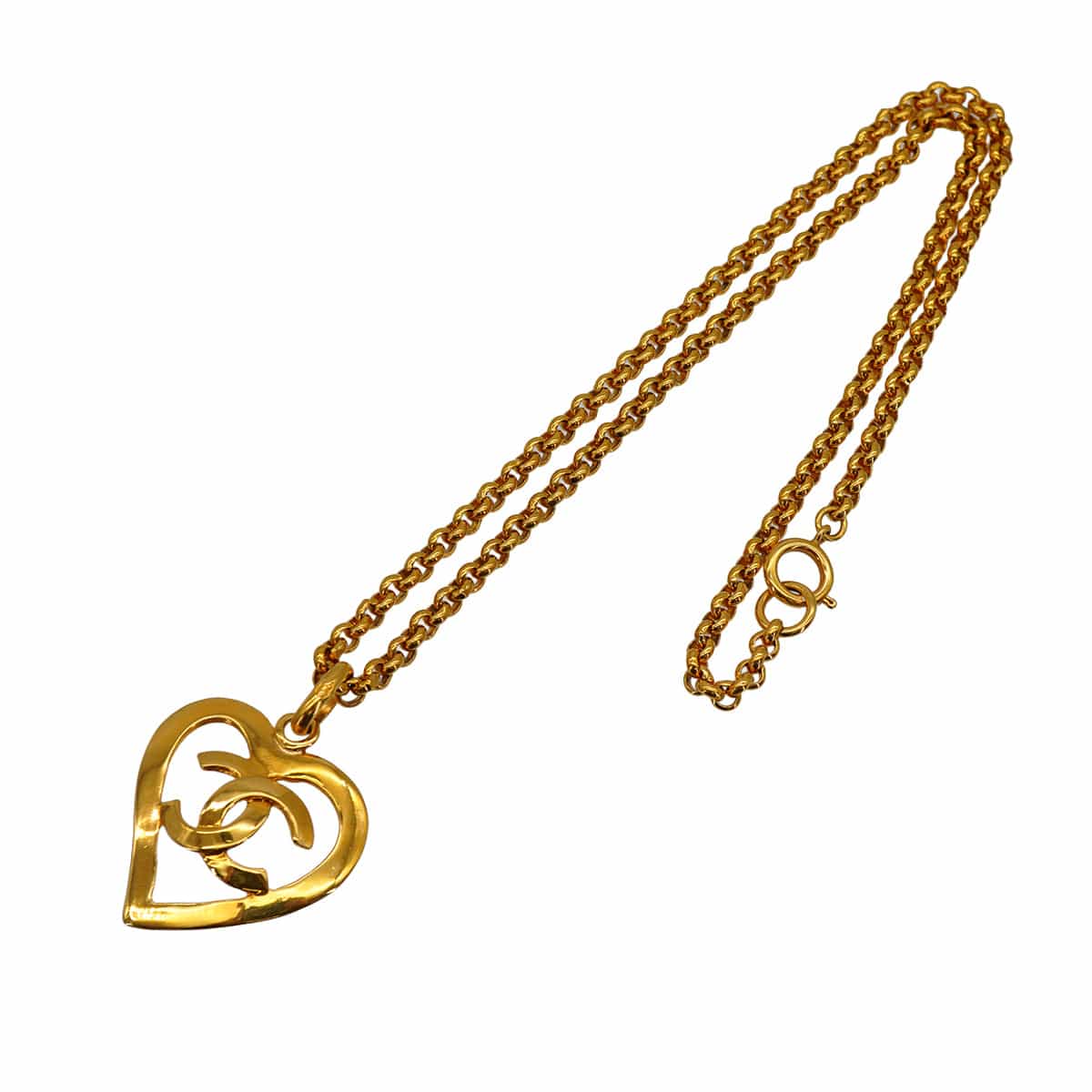 LUXURY PROMISE VINTAGE CHANEL NECKLACE COCOMARK HEART GOLD ACCESSORY 95P 90335752