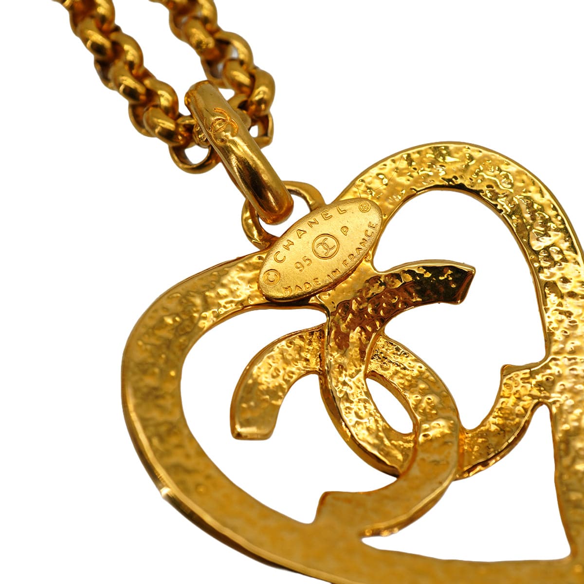 LUXURY PROMISE VINTAGE CHANEL NECKLACE COCOMARK HEART GOLD ACCESSORY 95P 90335752