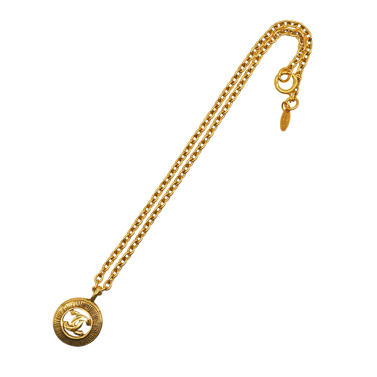 LUXURY PROMISE VINTAGE CHANEL NECKLACE COCOMARK ROUND GOLD ACCESSORY 90338905