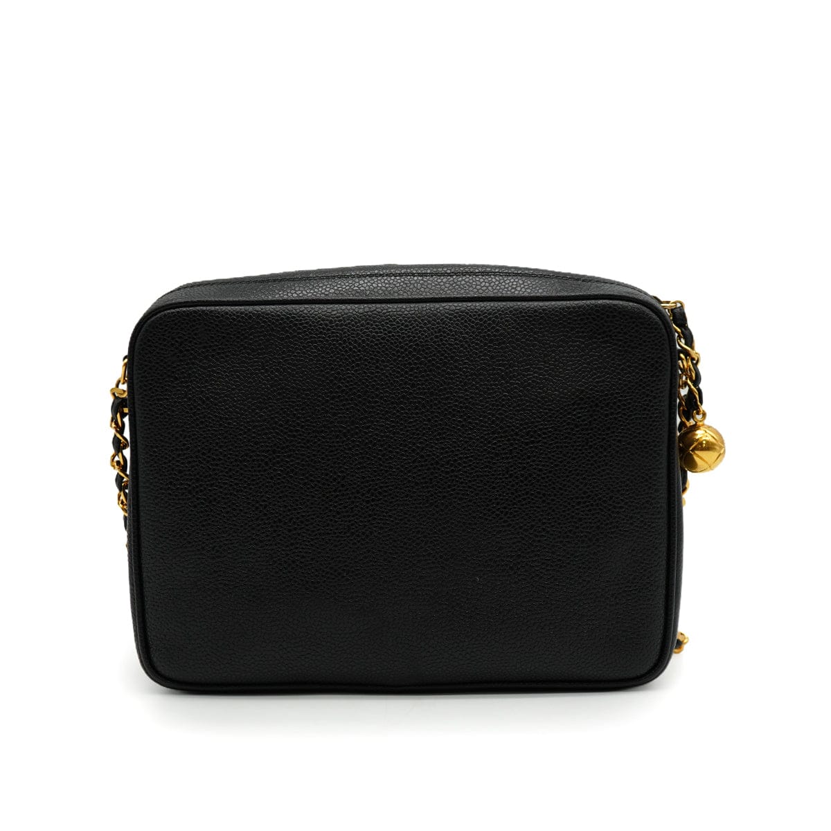 LUXURY PROMISE VINTAGE CHANEL TRIPLE COCO CHAIN SHOULDER BAG FRINGE BLACK CAVIR SKIN GOLD HARDWARE 90341863
