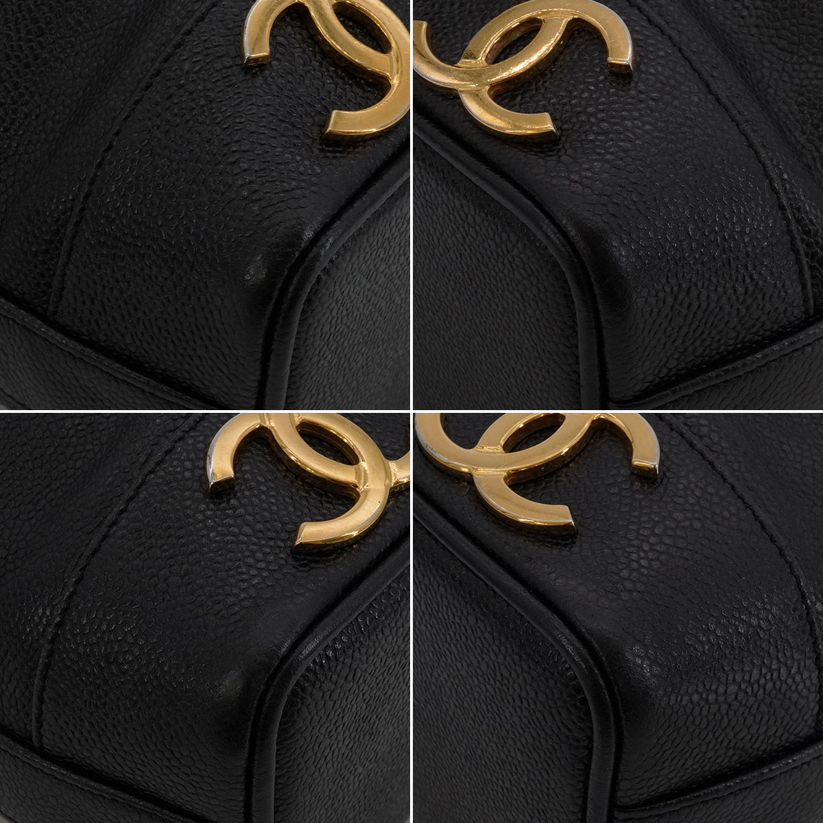 LUXURY PROMISE VINTAGE CHANEL TRIPLE COCO DRAWSTRING CHAIN SHOULDER BAG BLACK CAVIAR SKIN GOLD HARDWARE 90339658