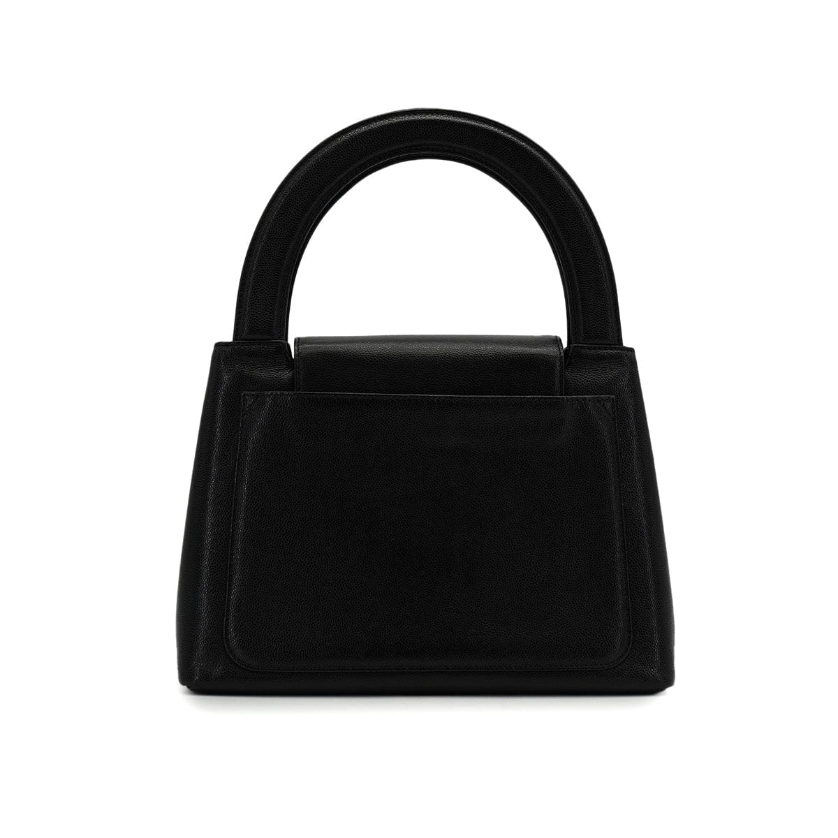 LUXURY PROMISE VINTAGE CHANEL TURN LOCK HAND BAG BLACK CAVIAR SKIN GOLD HARDWARE 90341844