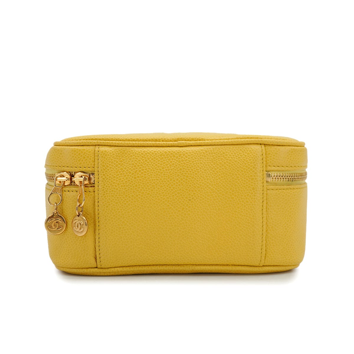 Luxury Promise VINTAGE CHANEL VANITY HAND SHUOLDER BAG YELLOW CAVIAR SKIN GOLD HARDWARE 90335288