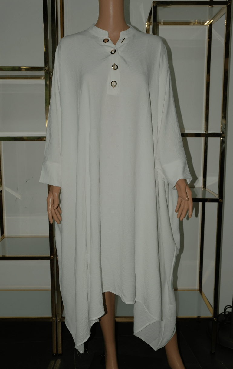 LuxuryPromise White Gold Buttons Dress REC1324