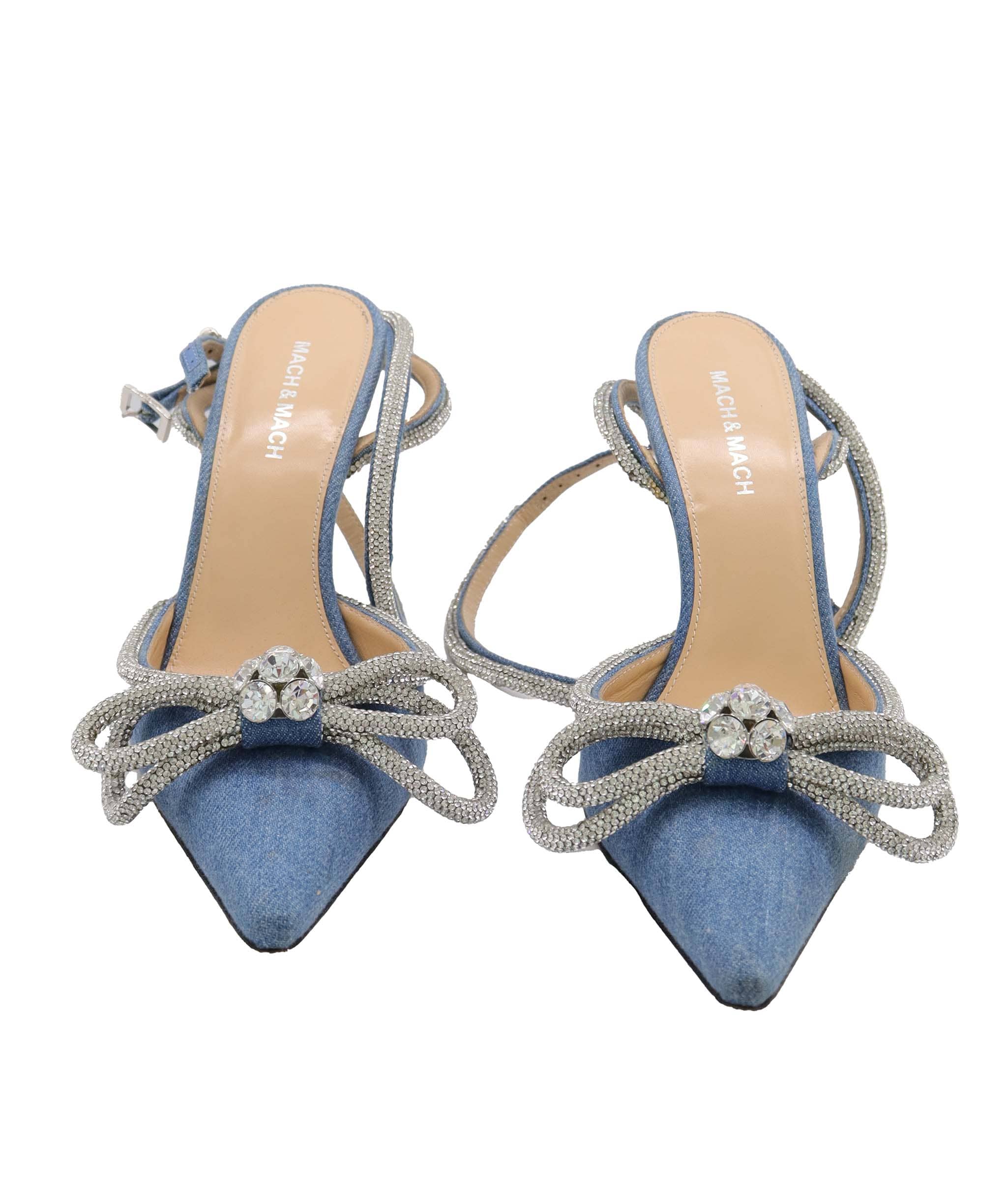 Mach & Mach MACH & MACH BLUE DENIM CRYSTAL BOW BLUE DENIM SIZE 39 ASC7298