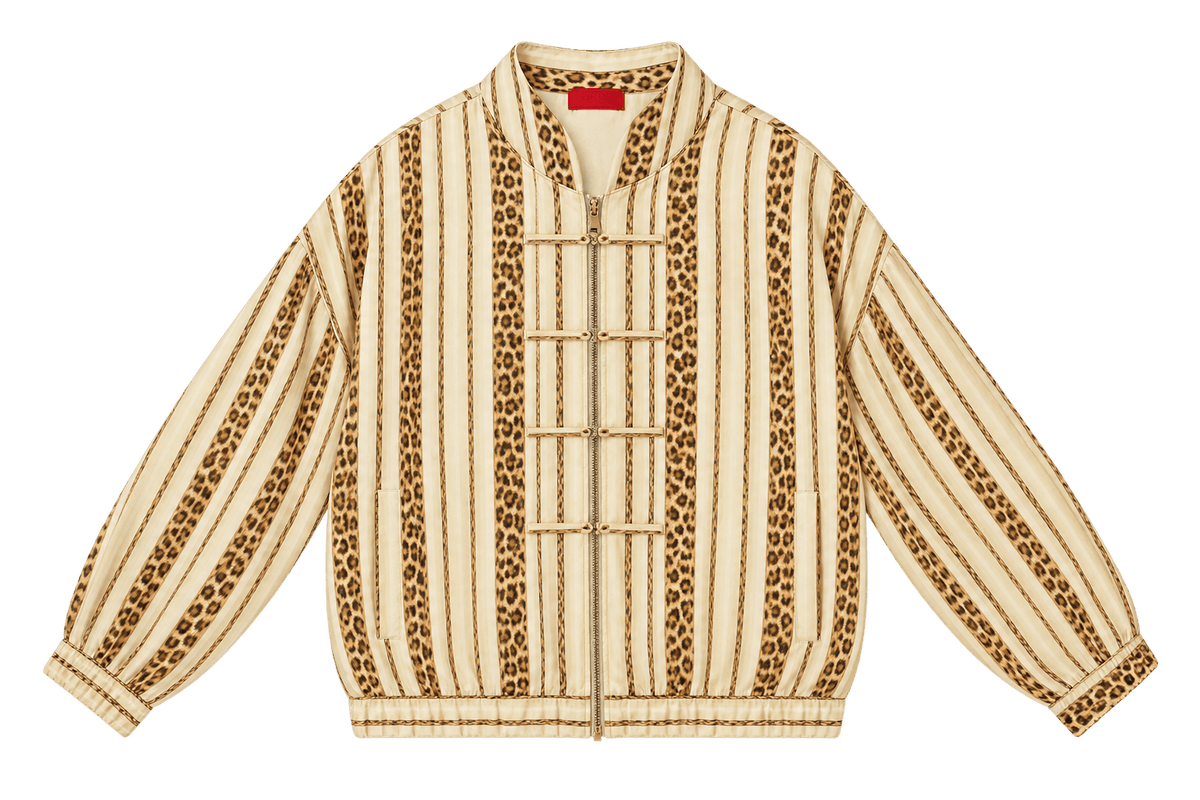 Maison Clad BOMBER KINA PINSTRIPES LEO LIGHT OLIVE BEIGE MCL13228