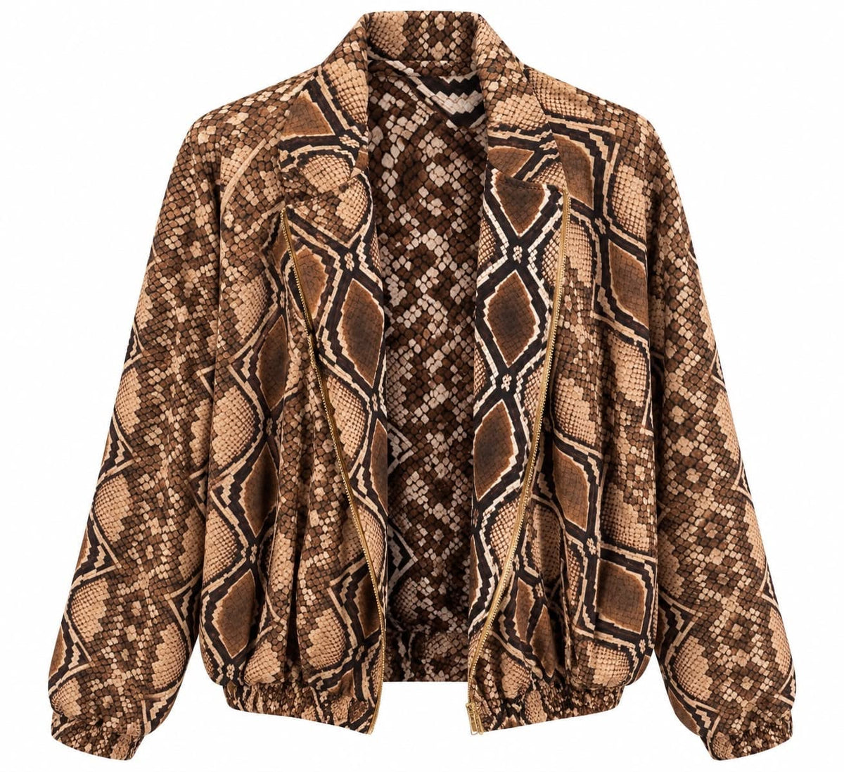 Maison Clad BOMBER VEGAN SUEDE SILK PYTHON BROWN MCL13543