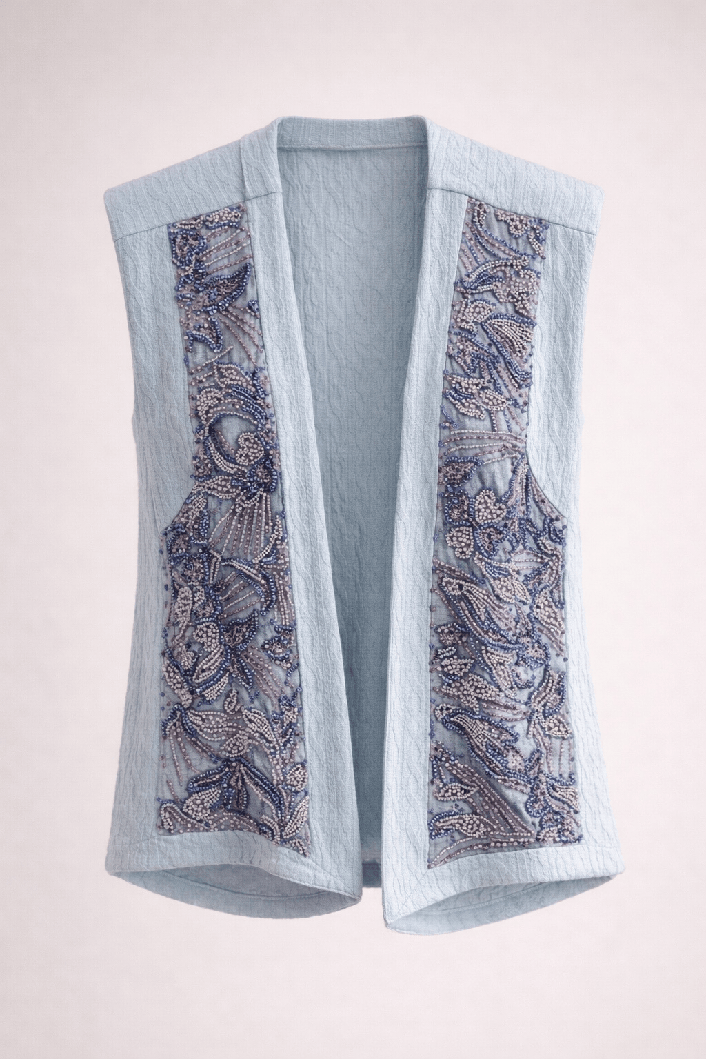 Maison Clad BRAD VEST BEADED LIGHT BLUE MCL0044