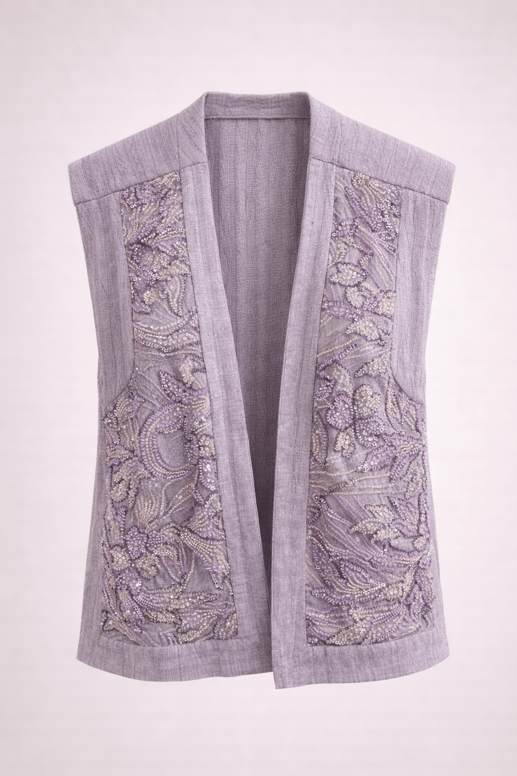 Maison Clad BRAD VEST BEADED LILAC MCL0036