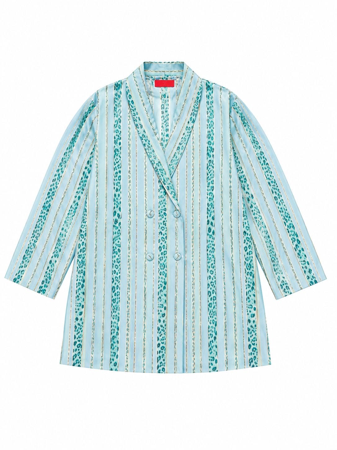 Maison Clad CARDIGAN JACKET COCOON LEO PINSTRIPES BLUE TURQUOISE MCL13212