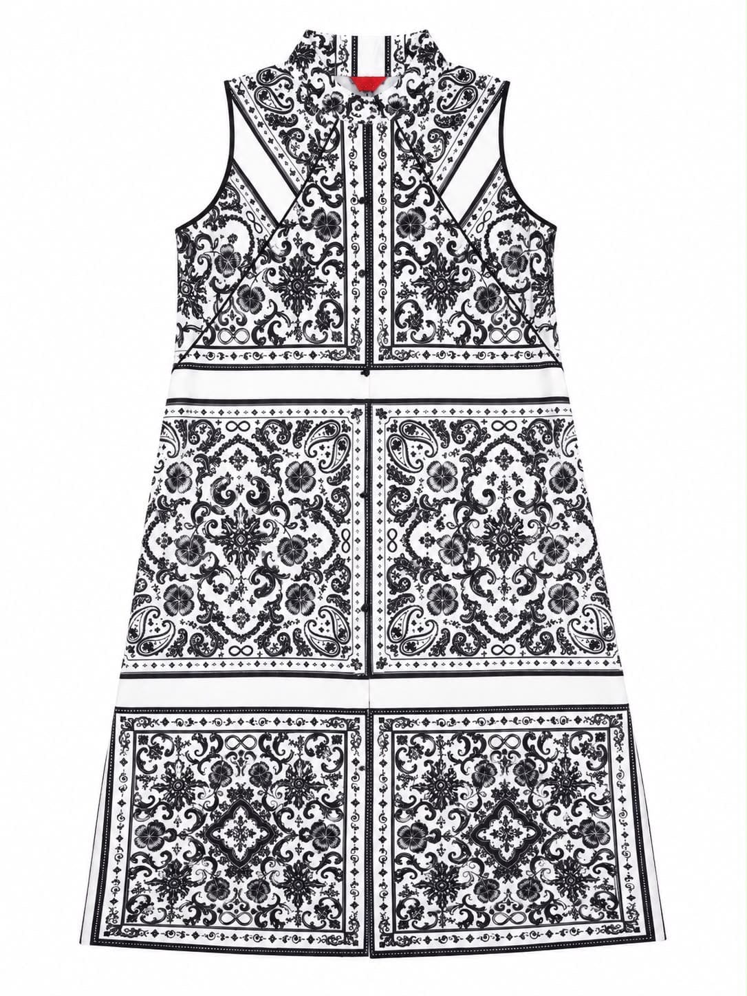 Maison Clad DRESS BOM-BOM BANDANA BLACK AND WHITE MOSAIC MCL12301