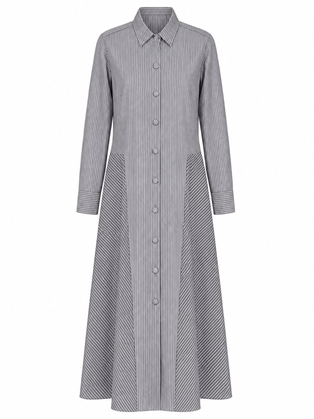 Maison Clad DRESS GARCIA MULTI PINSTRIPES LIGHT GREY MCL11467