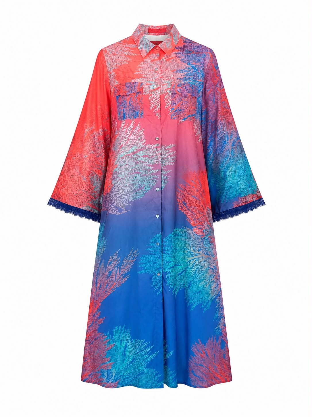 Maison Clad DRESS MARNIE LACE CORAL REEF BLUE RED MCL13128