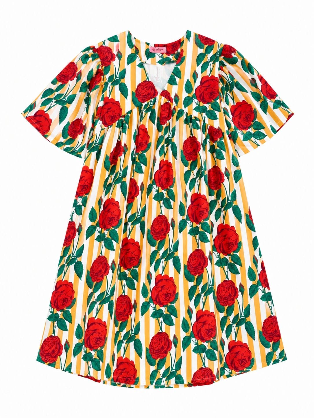 Maison Clad DRESS ROSES YELLOW RED MCL11878