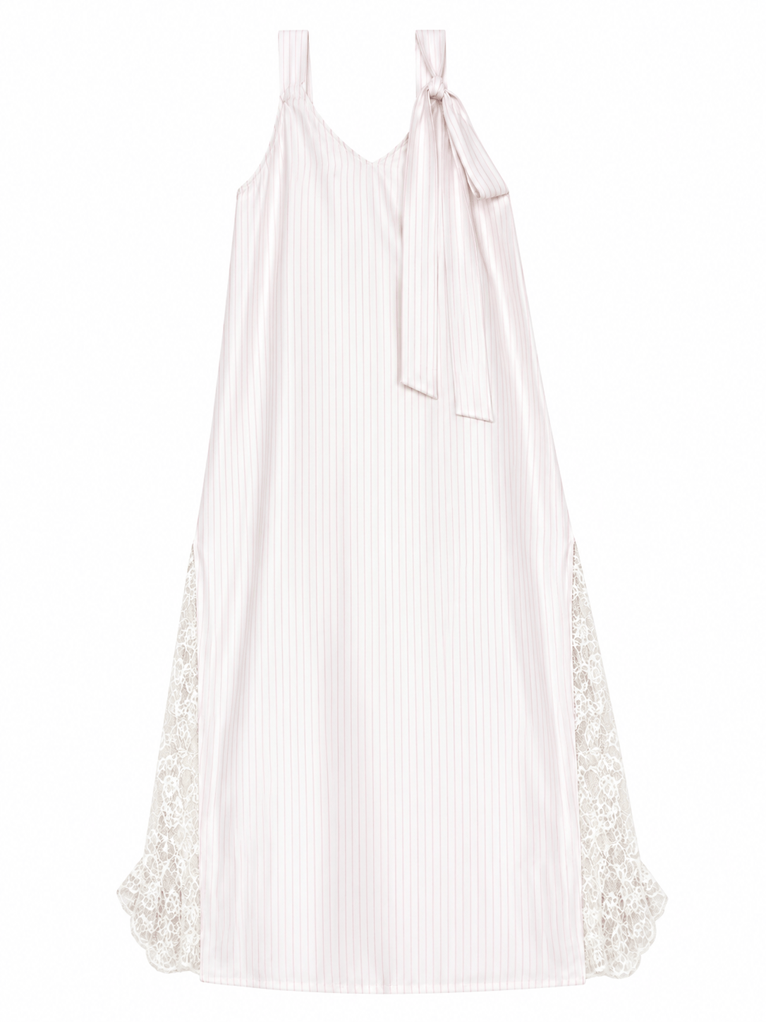 Maison Clad DRESS SOPHIA PINSTRIPES WHITE PINK MCL11831