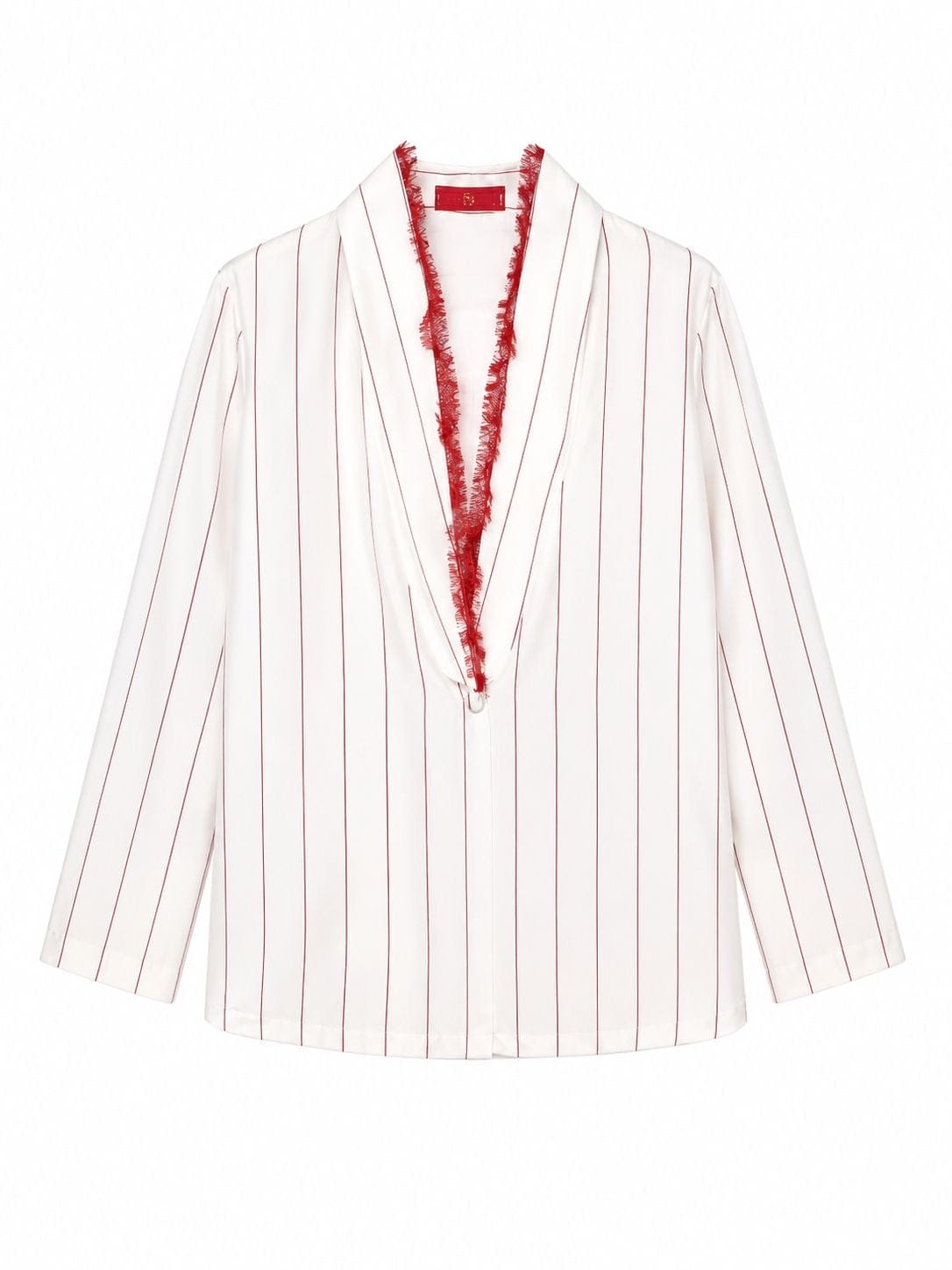 Maison Clad JACKET JANE PINSTRIPES CHERRY FRENCH LACE MCL11427