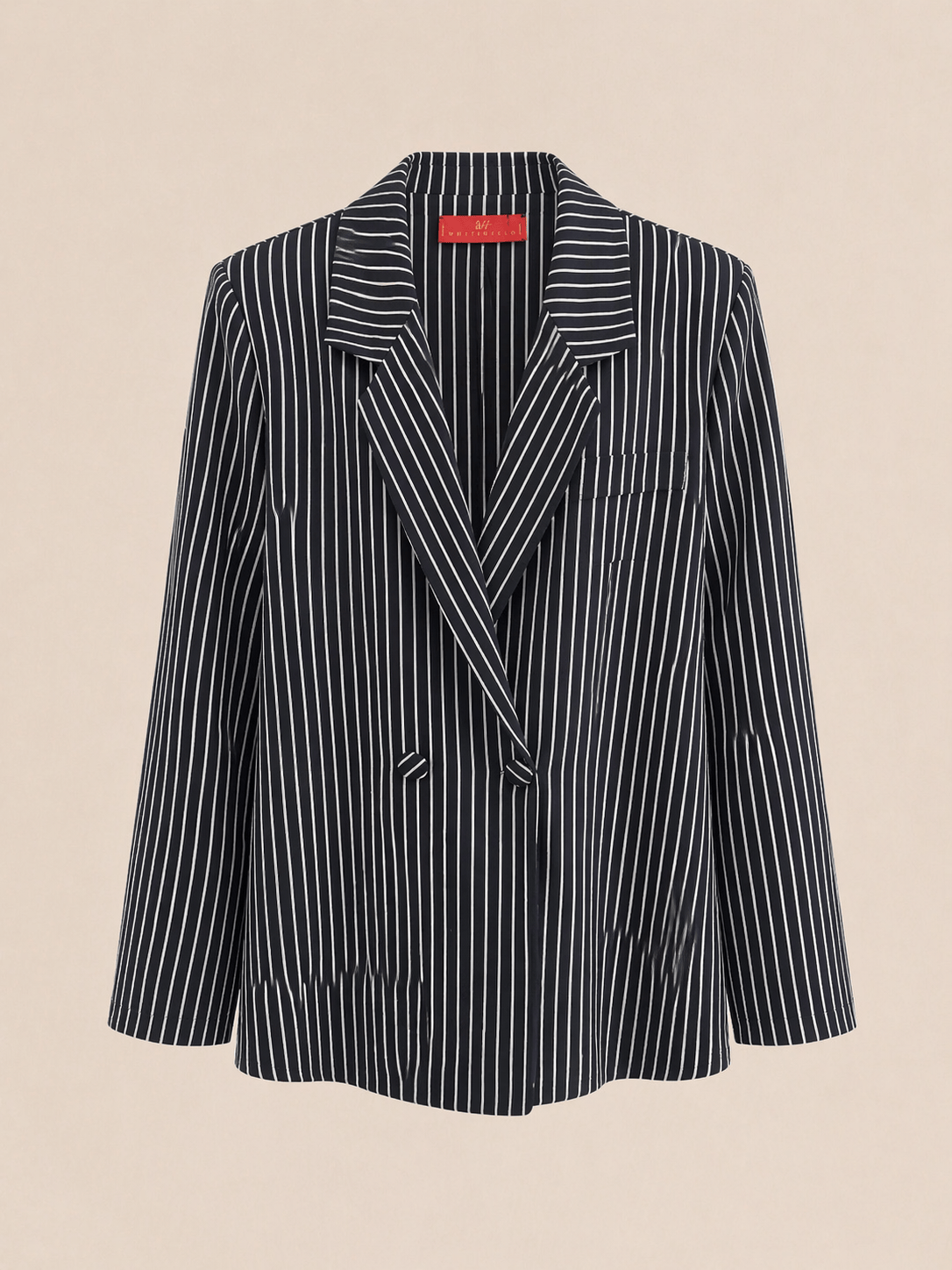 Maison Clad JACKET JUSTIN DOUBLE SILK PINSTRIPES BLACK WHITE MCL00973