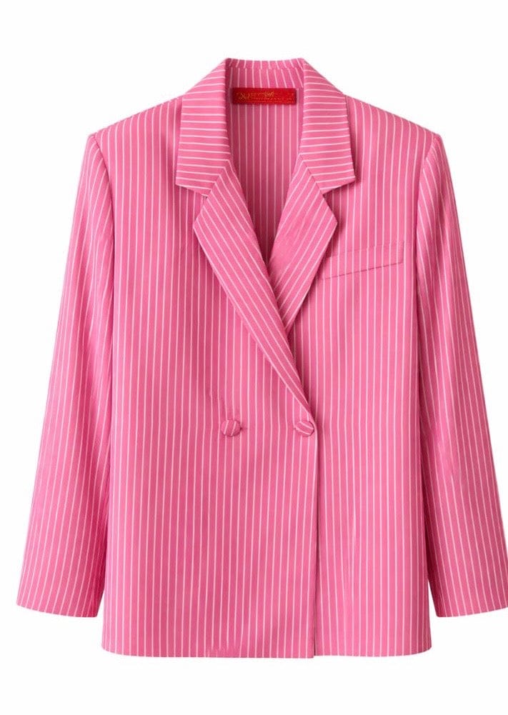 Maison Clad JACKET JUSTIN PINSTRIPES FUSHIA WHITE DOUBLE FABRIC MCL00936