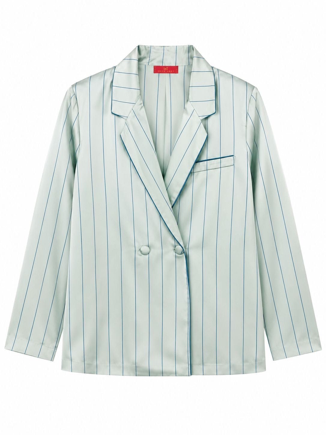 Maison Clad JACKET JUSTIN PIPPING DOUBLE SILK LINING AQUA PINSTRIPES MCL11411