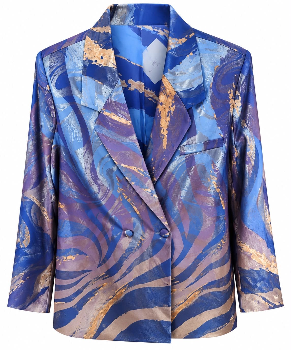 Maison Clad JACKET JUSTIN TIGER BOLD BLUE PURPLE WAVE SILK MCL13431