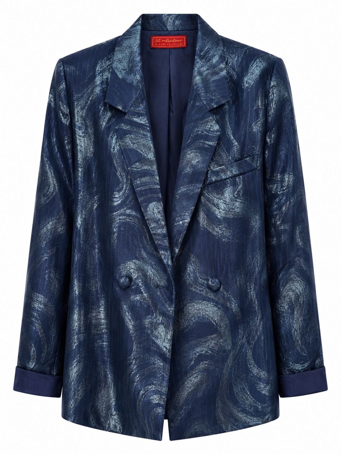Maison Clad JACKET TANYA PINSTRIPES WAVE SILK SHIMMER NAVY MCL11390