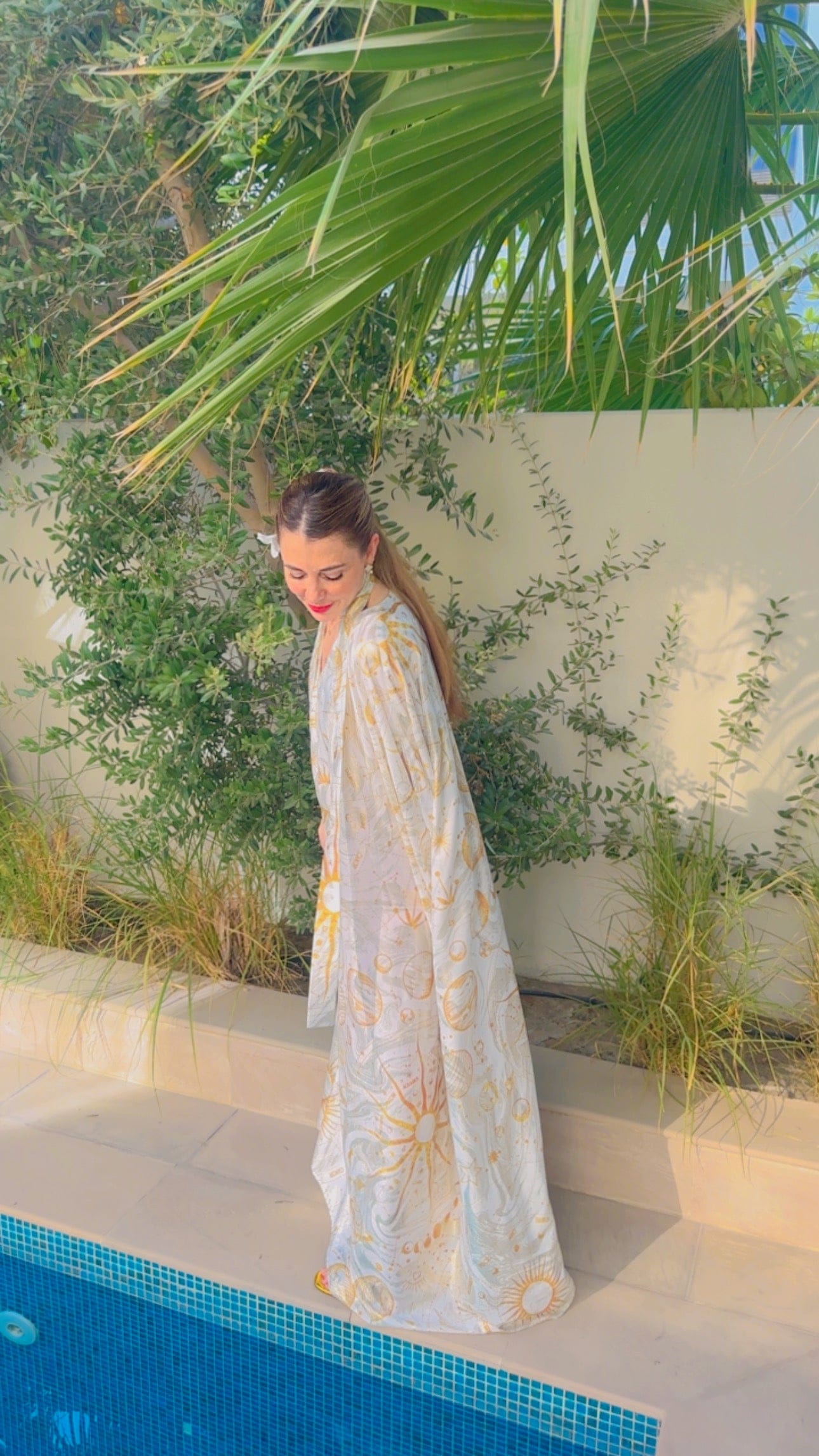 Maison Clad KAFTAN MAXI EVANGELIA WAVE SILK GOLD MOON MCL12661
