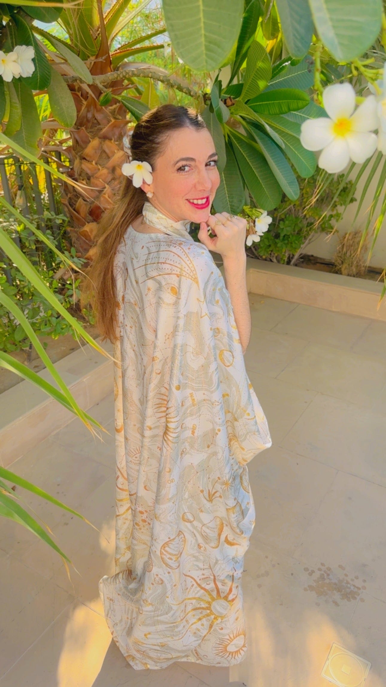 Maison Clad KAFTAN MAXI EVANGELIA WAVE SILK GOLD MOON MCL12661