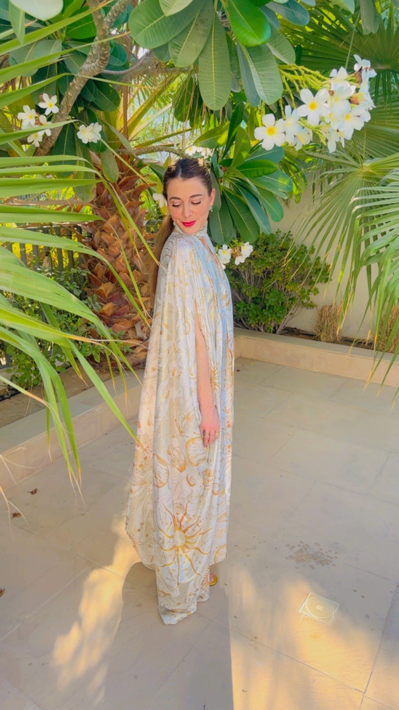 Maison Clad KAFTAN MAXI EVANGELIA WAVE SILK GOLD MOON MCL12661