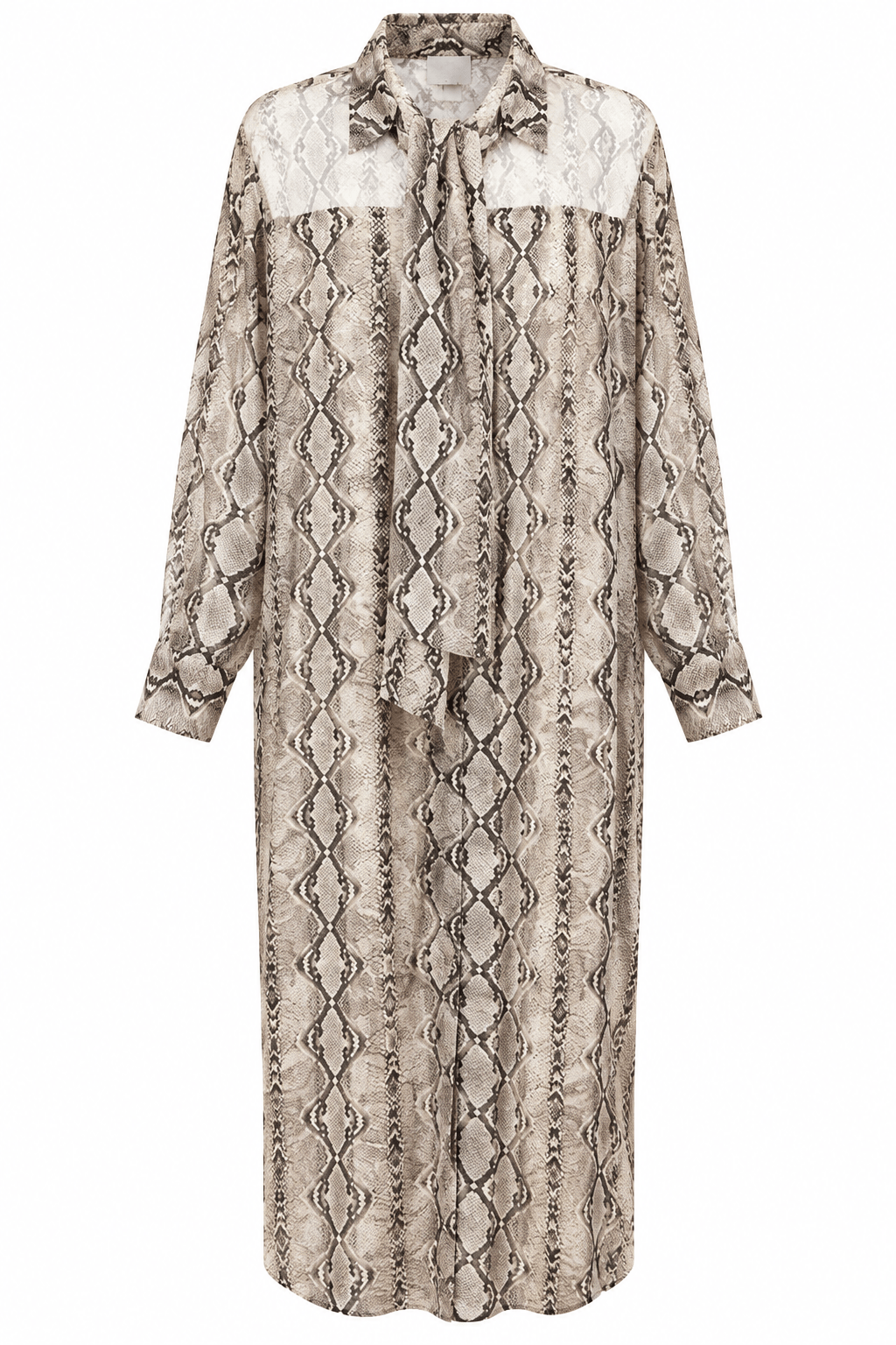 Maison Clad MAXI SHIRT DRESS BIANKSI SNAKE OFF WHITE WAVE SILK MCL13430