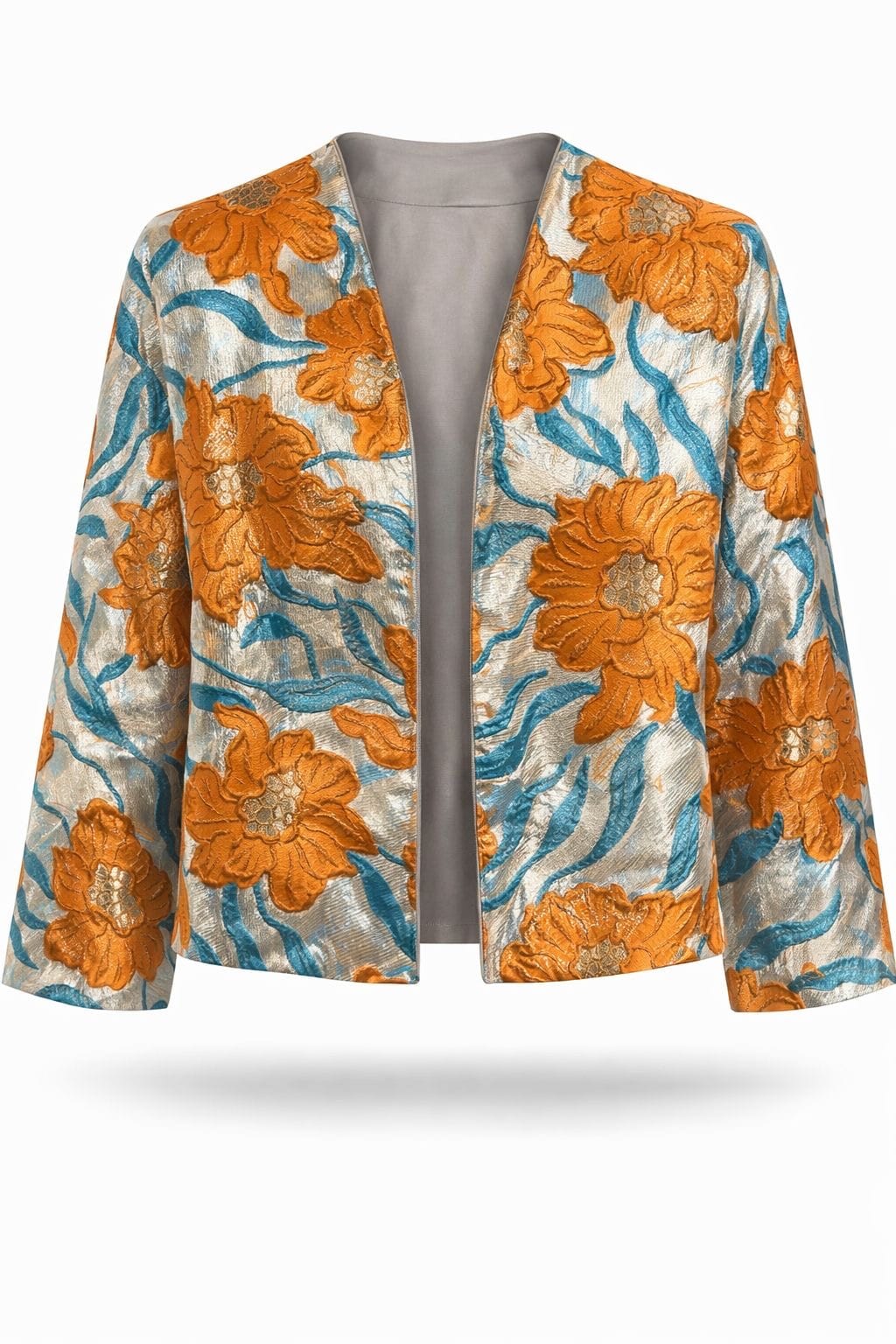 Maison Clad ONE OF A KIND BOMBER CAPE BIG ORANGE FLOWERS MCL00859