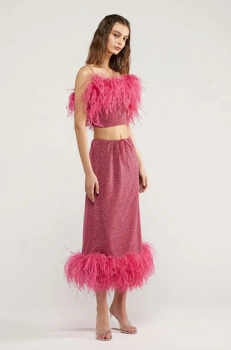 Maison Clad OSEREE SKIRT PINK OSTRICH FEATHERS MCL12383