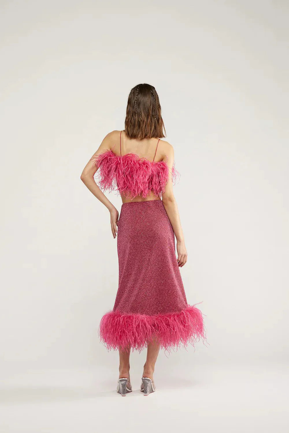 Maison Clad OSEREE SKIRT PINK OSTRICH FEATHERS MCL12383