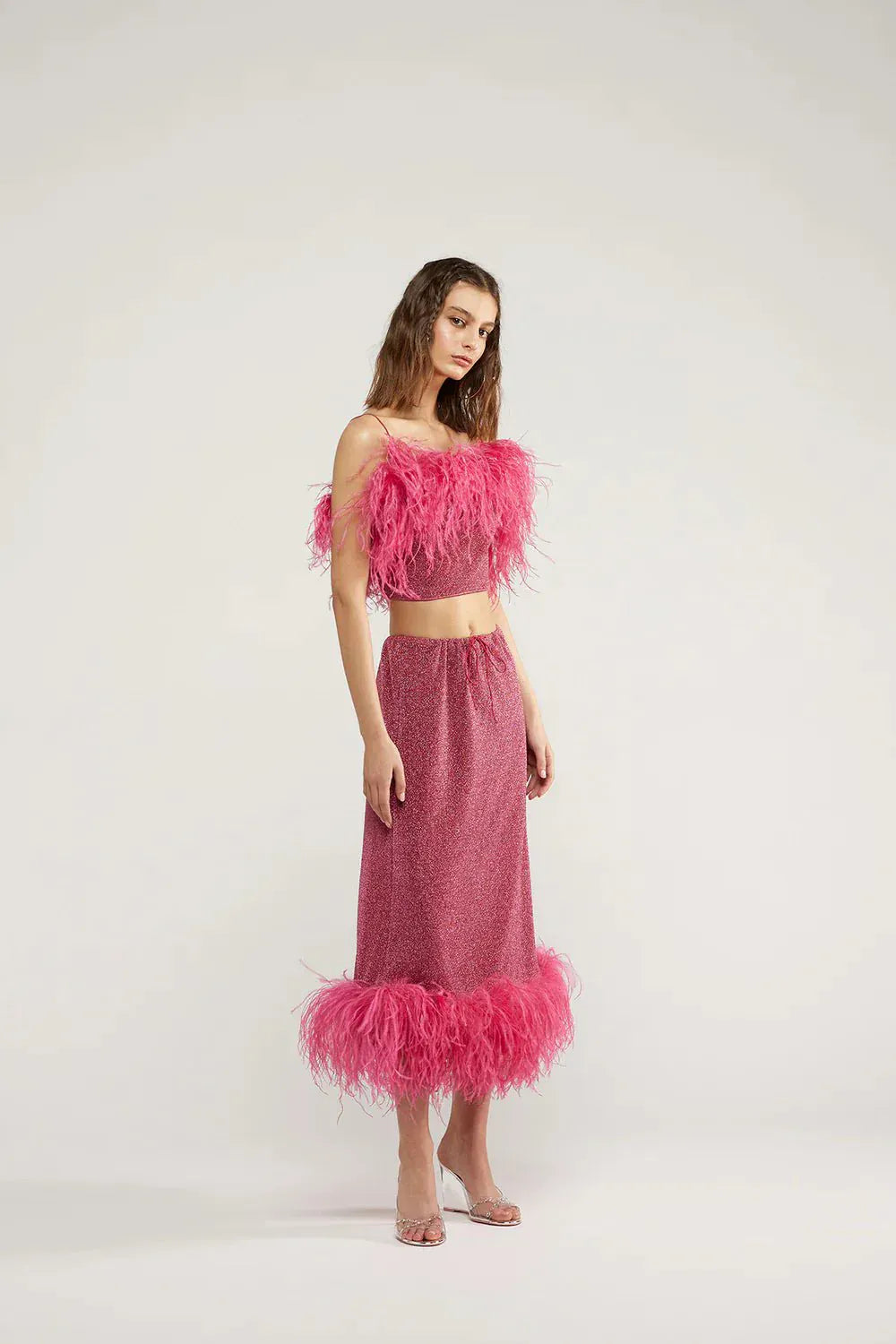 Maison Clad OSEREE SKIRT PINK OSTRICH FEATHERS MCL12383