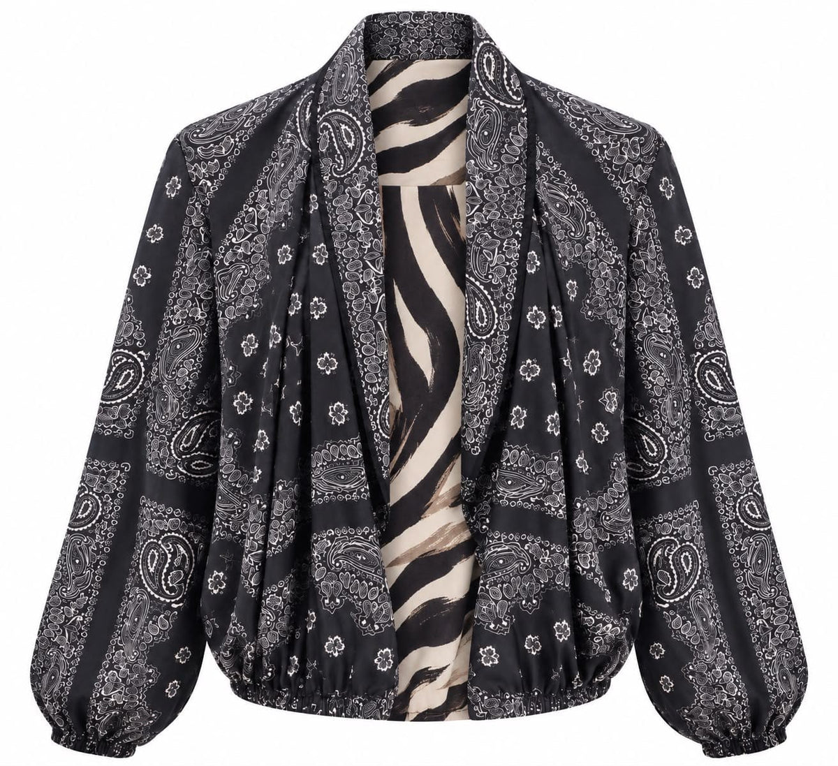 Maison Clad REVERSIBLE CLASSIC BOMBER SUEDE BANDANA SILK TIGER MCL13527