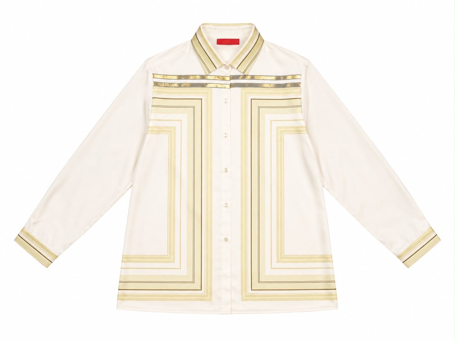 Maison Clad SHIRT BIANCA ORGANZA BAND SQUARE PLACEMENT OLIVE MCL12809