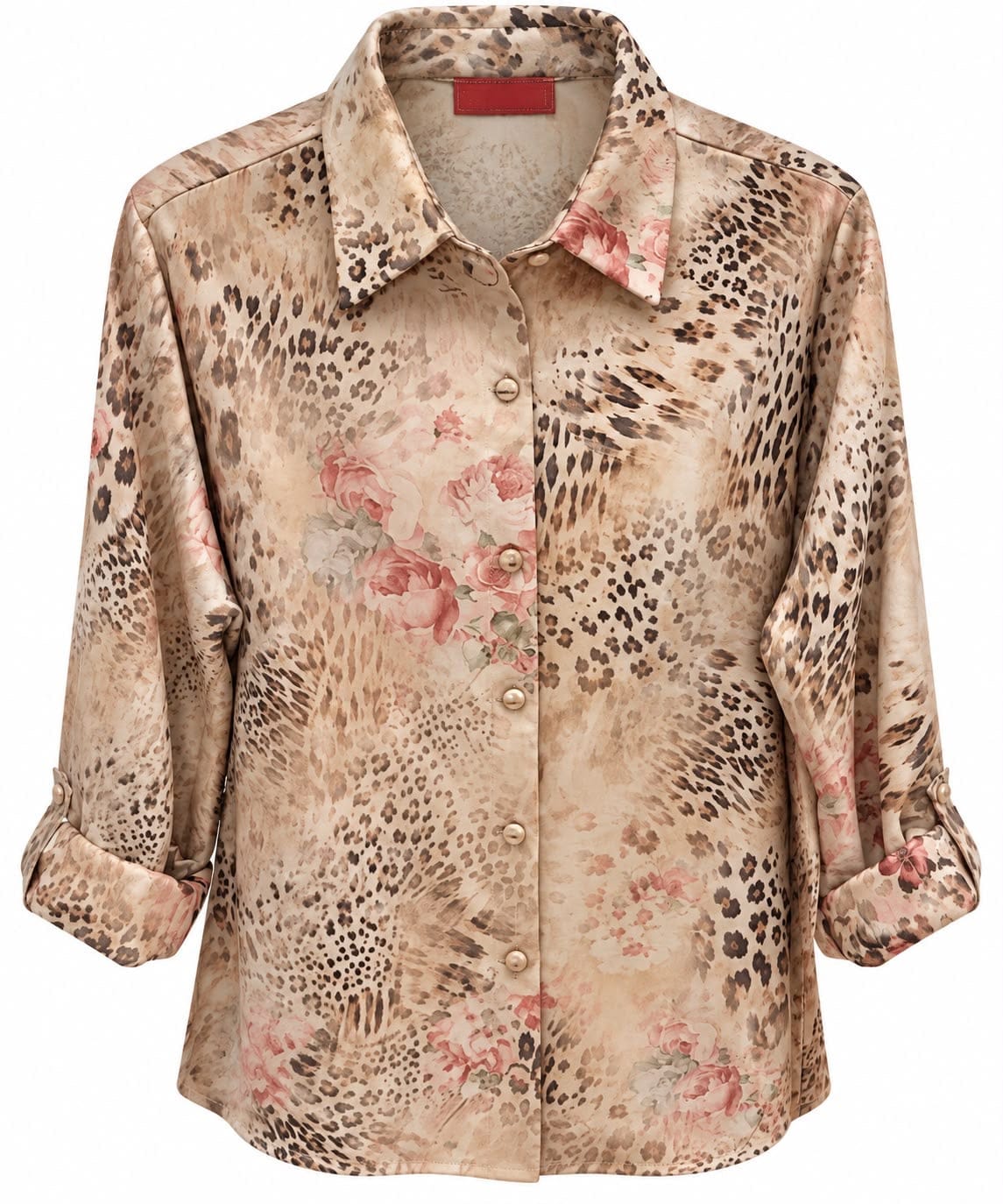 Maison Clad SHIRT BIANCA SUEDE LEO ROSE PINK SILK SLEEVES LINING MCL13436