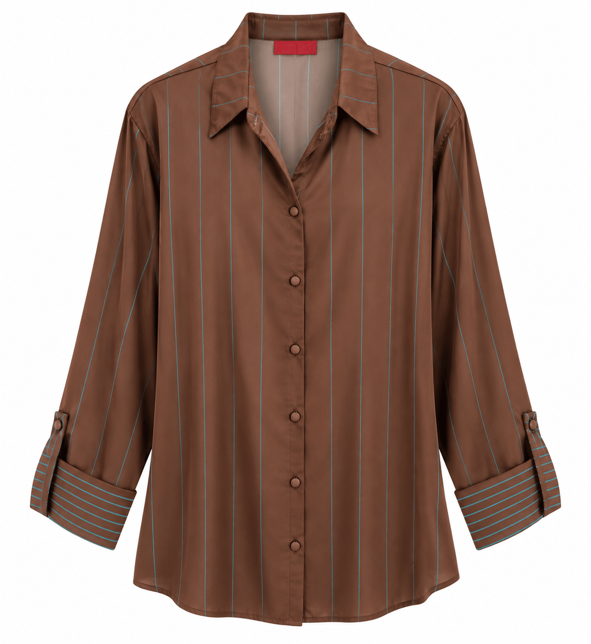 Maison Clad SHIRT KENZA PINSRTIPES BROWN TURQUOISE MCL13351