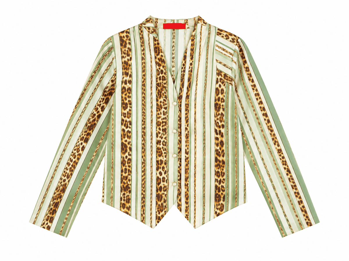 Maison Clad SHIRT WESTY LEO PINSTRIPES OLIVE GREEN MCL13206