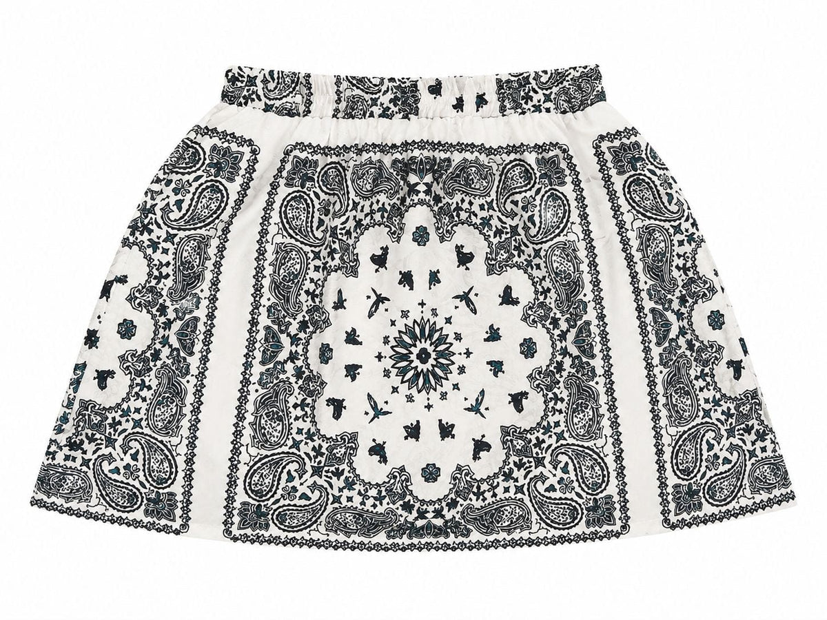 Maison Clad SKIRT JILLY BANDANA BLACK AND WHITE WAVE SILK PLACEMENT MCL12161