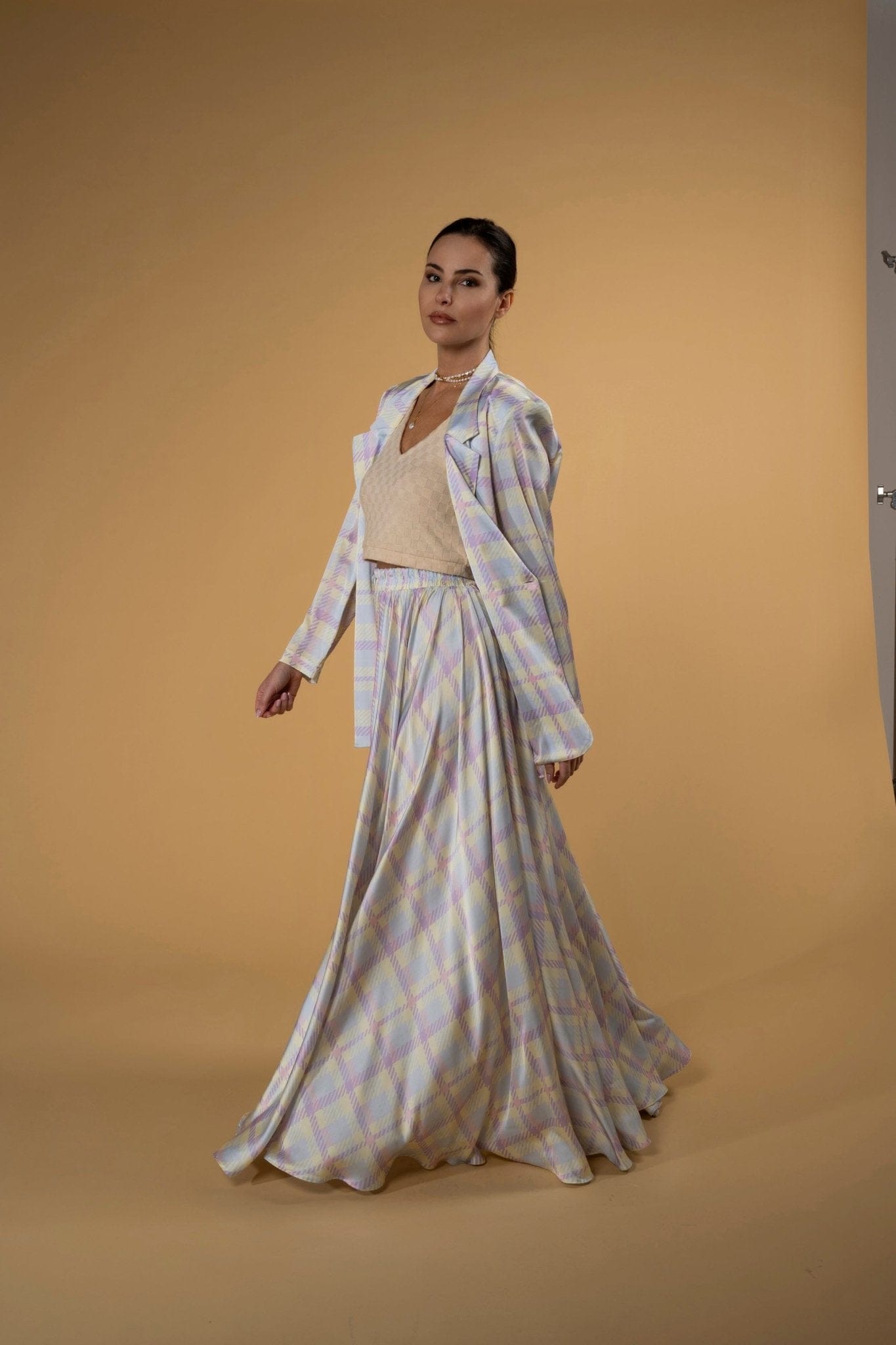 Maison Clad SKIRT KARLY CHECKS PURPLE YELLOW MCL00888