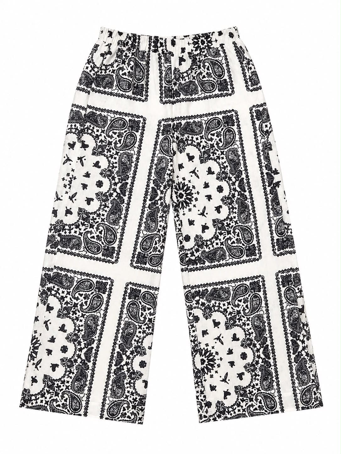 Maison Clad TROUSER LINEN BANDANA WHITE BLACK MCL12313