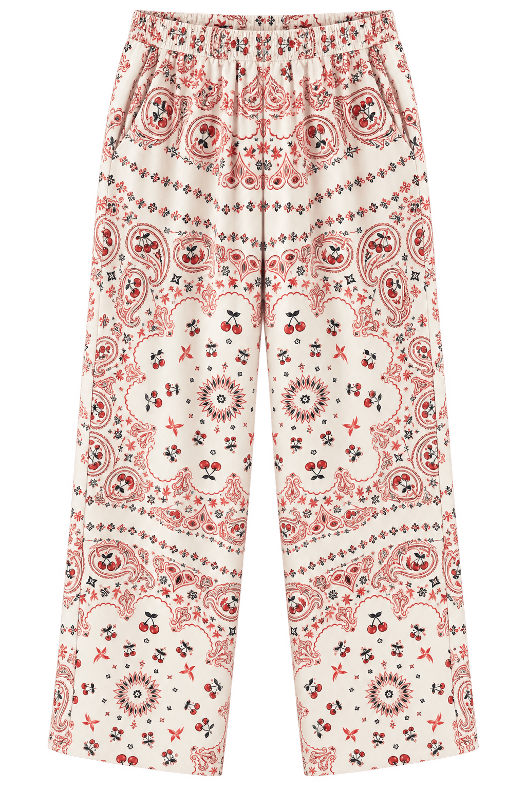 Maison Clad TROUSER PLACEMENT BANDANA CHERRY OFF WHITE MCL13252