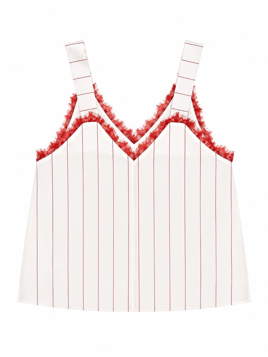 Maison Clad V TOP PINSTRIPES CHERRY FRENCH LACE MCL11418