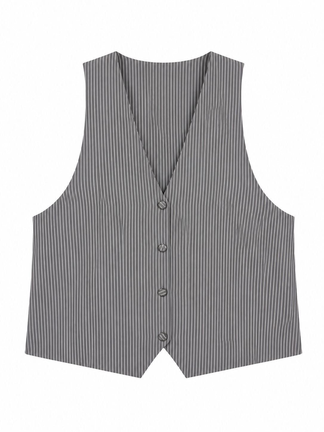 Maison Clad WAISTCOAT PINSTRIPES LIGHT GREY MCL11432