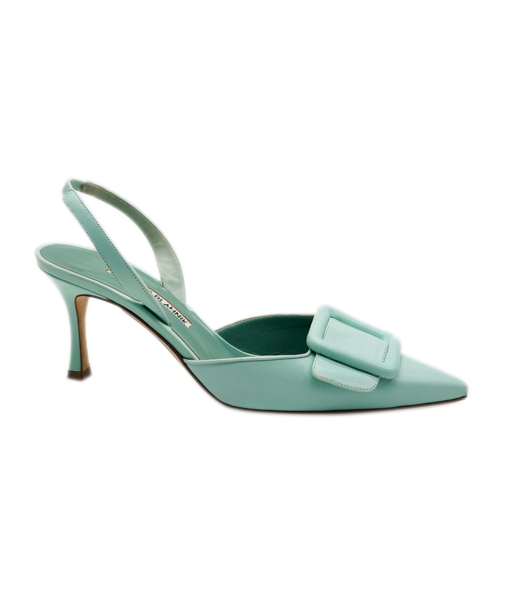 Manolo Blahnik manolo blahnik tiffany blue leather heels AVC1754