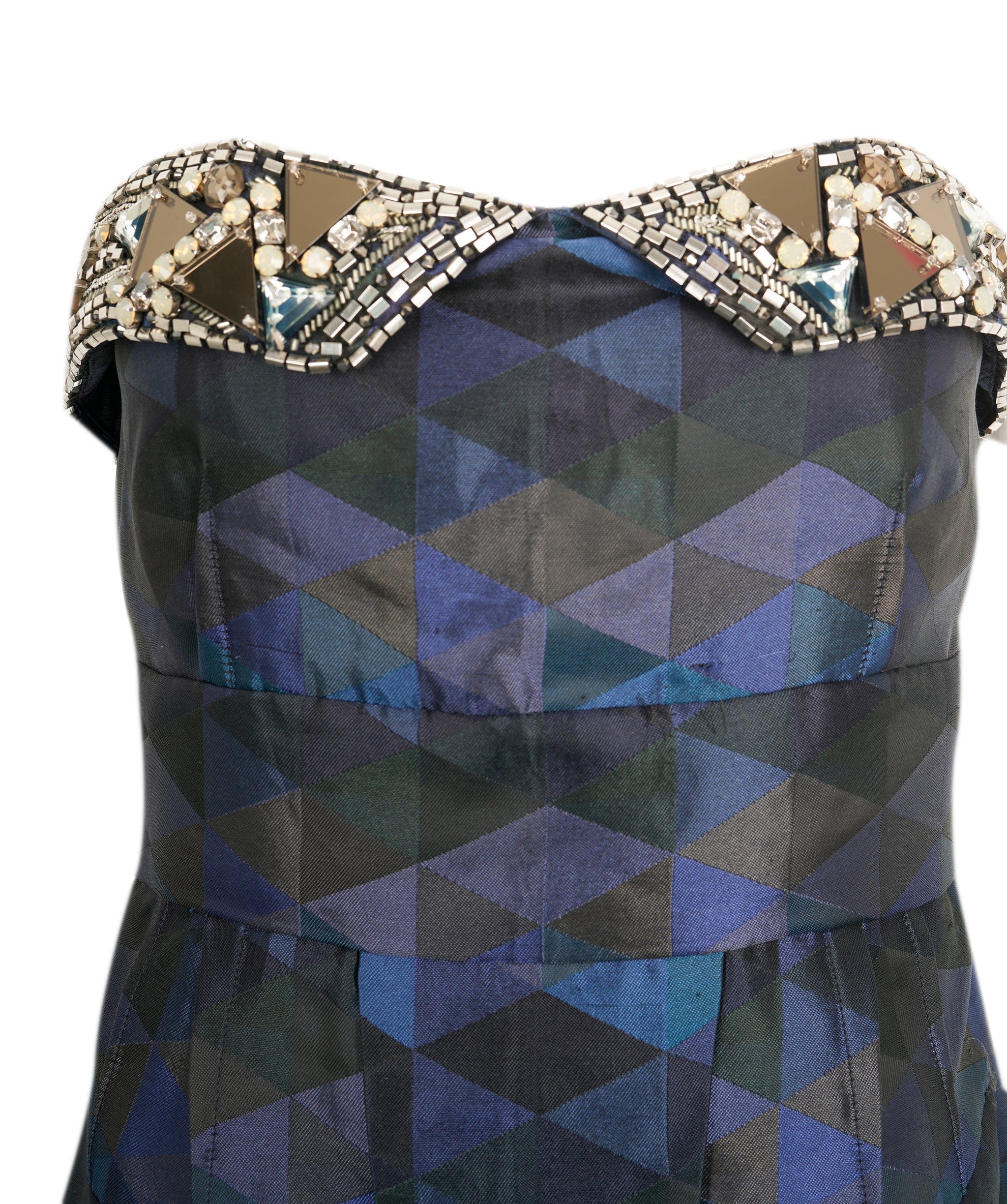 Matthew Williamson Matthew Williamson Glass and Gemstone detail Blue Geometric Mini Dress AVC1771